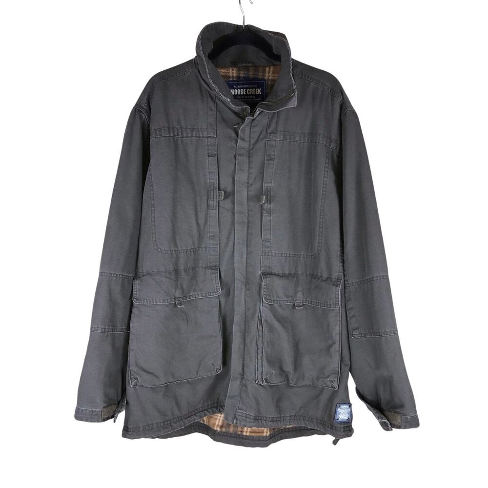 Vintage Y2K Moose Creek Field Jacket Men’s Large Gray Plaid Lined Workwear Coat